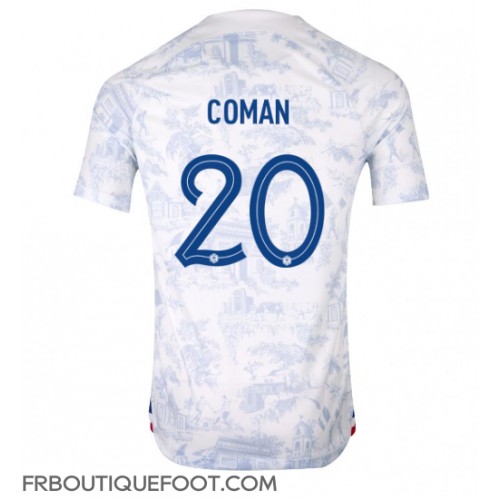Maillot de foot France Kingsley Coman #20 Extérieur vêtements Monde 2022 Manches Courtes